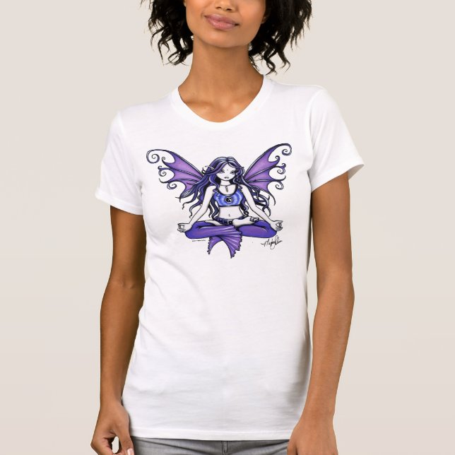 Camiseta "Camisa branca grande de Lotus violeta" (Frente)