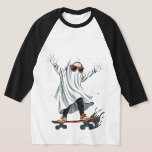 Camiseta Camisa-Capa 3/4 do Fantasma Engraçado de Skateboar