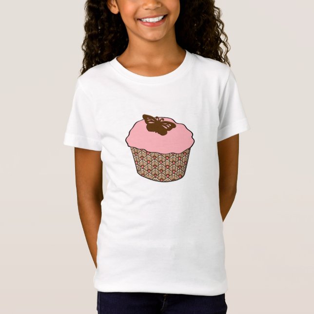 Camiseta Camisa-Cupcake de Fosco rosa de morango (Frente)