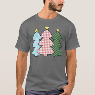 Camiseta Camisa-de-Natal Verde Azul Pastel Cor-de-Rosa