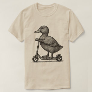 Camiseta "Camisa de Patinho Divertido em Scooter - Patinho