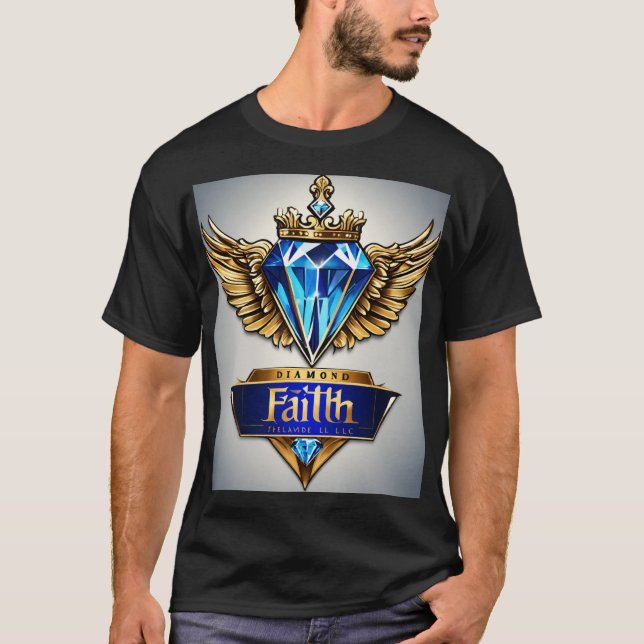 Camiseta "Camisa de T-Shirt com Fé de Diamante Cristal - Fé (Frente)