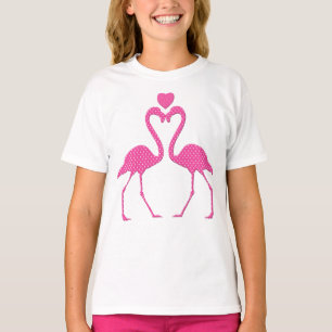 Camiseta Camisa-Dia de os namorados Flamingo, Bolinhas rosa