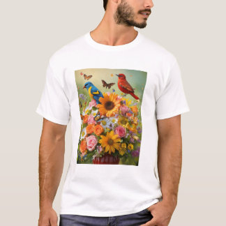 Camiseta Camisa-do-diafragma e design de flores