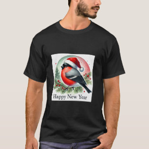 Camiseta Camisa-feliz ano novo Bullfinch Birdwatcher Bi