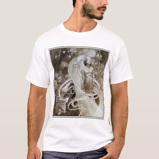 Camiseta Camisa: Ilustração Alphonse (Alfons) Mucha (Frente)
