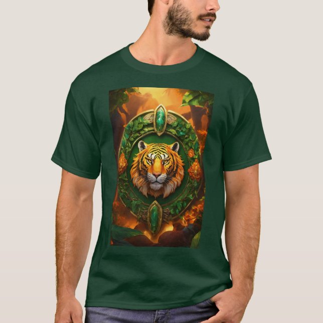 Camiseta Camisa-Impressão de-Tigre de Elegância (Frente)