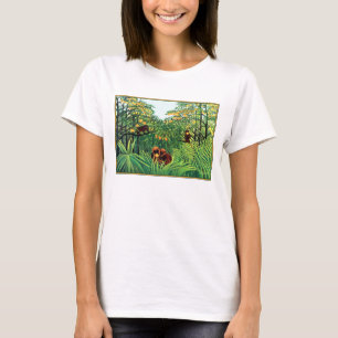 Camiseta Camisa: "Macacos no bosque alaranjado" por