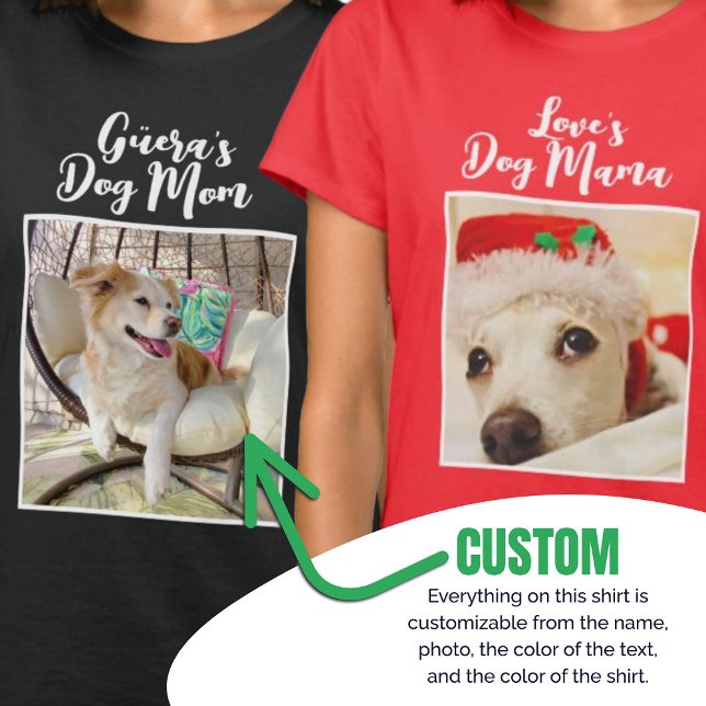 Camiseta Camisa-mãe de cão personalizado com foto personali (Custom Dog Mom Shirt with Personalized Photo)