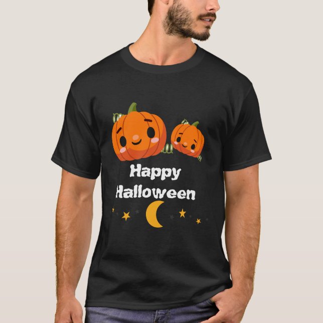 Camiseta Camisa-padrão de abóbora do Halloween (Frente)