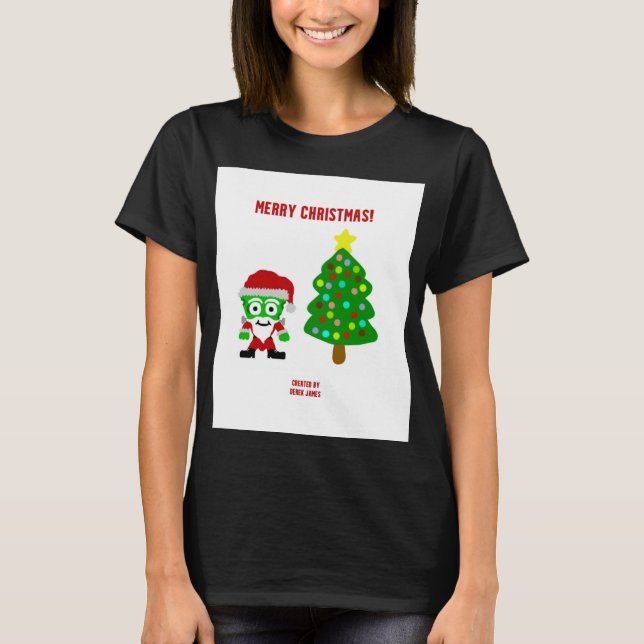 Camiseta Camisa-preto das mulheres do Queijo de Natal (Frente)