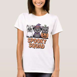 Camiseta Camisa-seca Gato-de-Dia-das-bruxas Kawaii