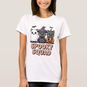 Camiseta Camisa-seca Gato-de-Dia-das-bruxas Kawaii