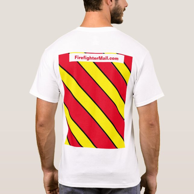 Camiseta Camisa-T Amarela/Vermelha-Bombeiro (Verso)