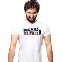 Camisa-T Ativada, Vermelha Azul e Negra