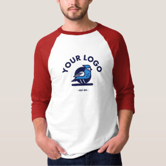 Camiseta Camisa-T básica 3/4 masculino - Branco/vermelho