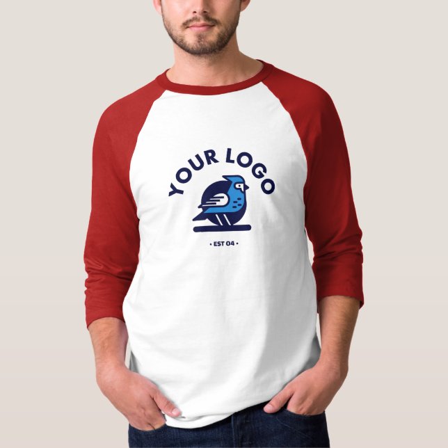 Camiseta Camisa-T básica 3/4 masculino - Branco/vermelho (Frente)