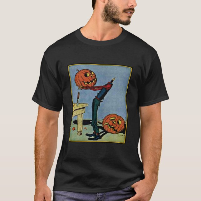 Camiseta Camisa-T básica de homem sem cabeça do Halloween (Frente)