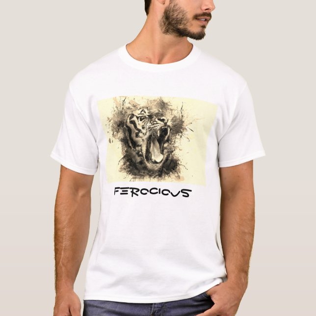 Camiseta Camisa-T básica de Impressão de Tigre (Frente)