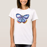 Camisa-T Básica de Pintura da Borboleta Azul, Bran