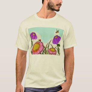 Camiseta Camisa-T Básica do Adulto-Prado da Flor