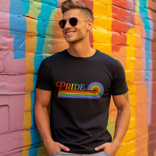 Camiseta Camisa-T Básica Escura do Orgulho Arco-Íris LGBTQ 