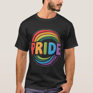 Camiseta Camisa-T Básica Escura do Orgulho Arco-Íris LGBTQ 