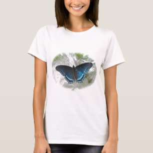 Camiseta Camisa-T-borboleta-púrpura-vermelha