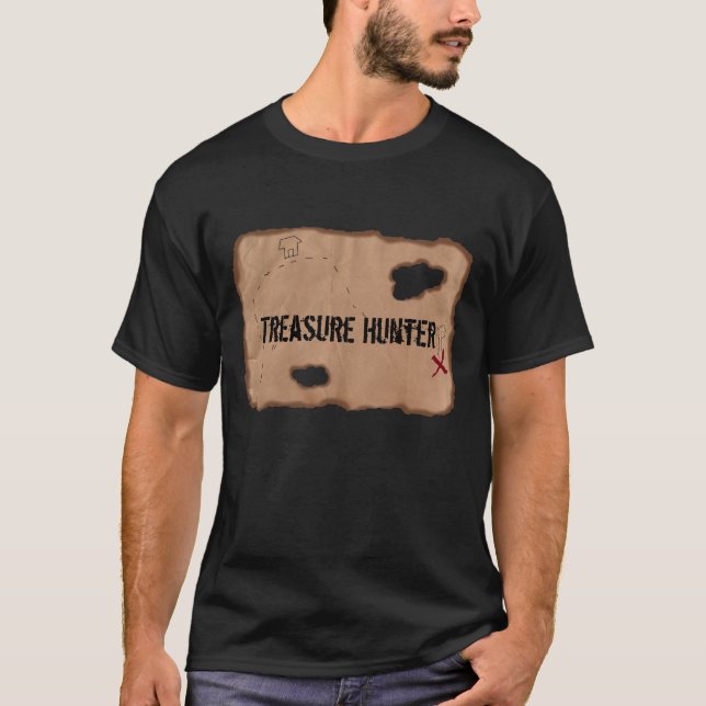 Camiseta Camisa-T: Caçador De Tesouros (Mapa De Tesouros).  (Frente)