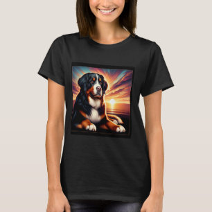 Camiseta Camisa-T-Cão-De-Montanha Bernese, Pet-Sunset Vibra