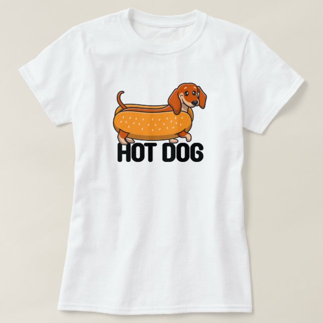 Camiseta Camisa-T-Cão Quente Dachshund (Frente do Design)