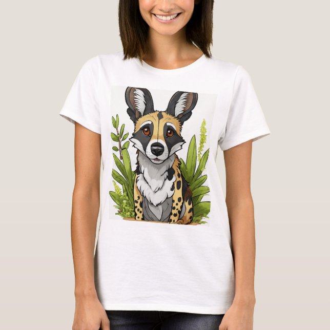 Camiseta "Camisa-T-Cão Selvagem Selvagem e Única Africana - (Frente)