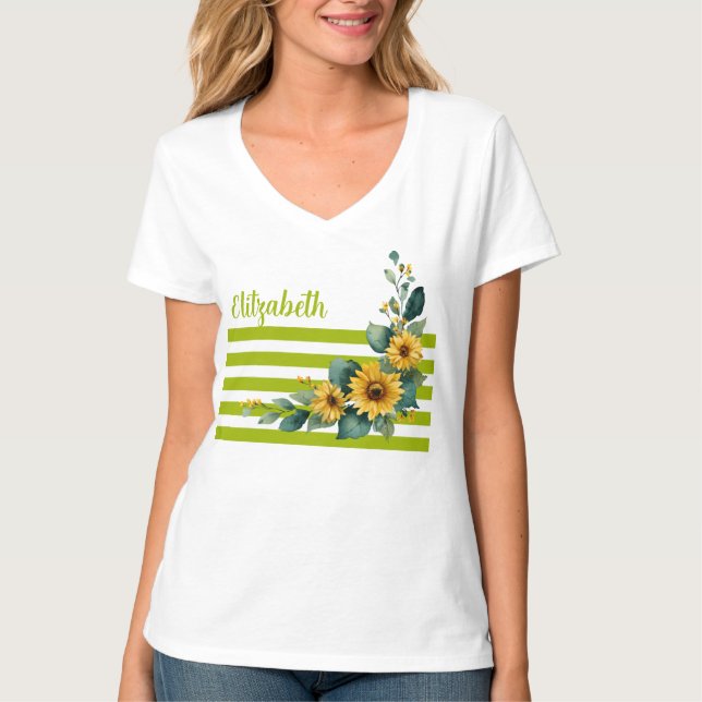 Camiseta Camisa-T Cheerful Sunflower (Frente)