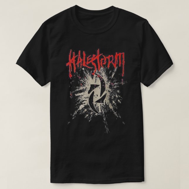 Camiseta Camisa-T clássica de Banda Halestorm &x27;s (Frente do Design)