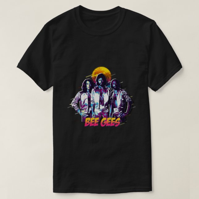 Camiseta Camisa-T Clássica De Bee Gees Pop (Frente do Design)