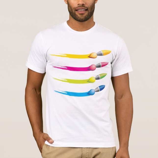 Camiseta Camisa-T Colorida Brushes Mens (Frente)
