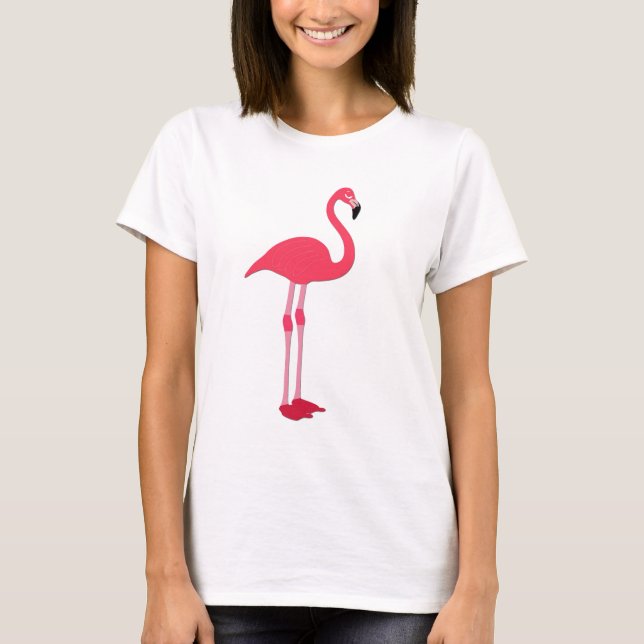Camiseta Camisa-T Colorida Rosa-Flamingo Mulheres (Frente)