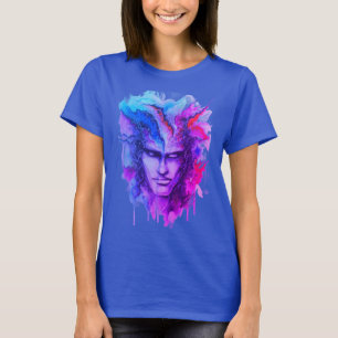 Camiseta Camisa-T com face aquosa