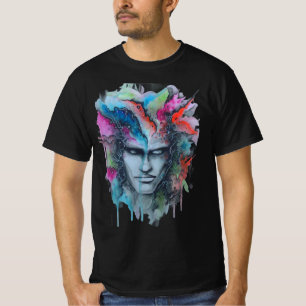 Camiseta Camisa-T com face aquosa
