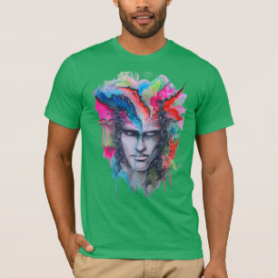 Camiseta Camisa-T com face aquosa