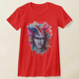 Camiseta Camisa-T com face aquosa