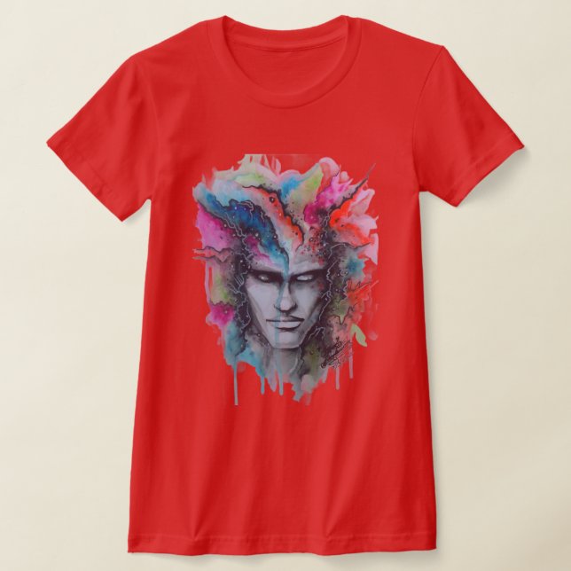Camiseta Camisa-T com face aquosa (Postura )