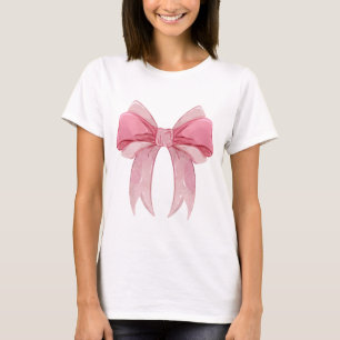 Camiseta Camisa-T, coquete, Arco de fita, rosa-brilhante