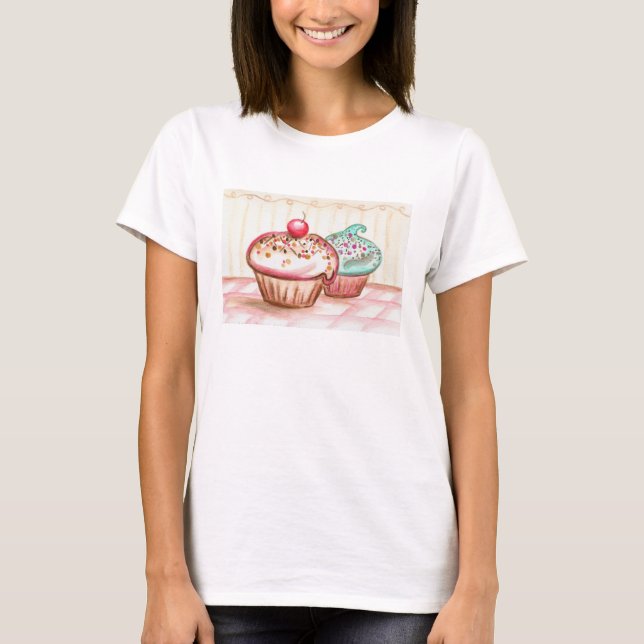 Camiseta Camisa-T cupcake feminino (Frente)
