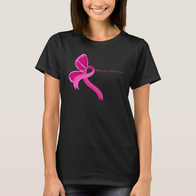 Camiseta Camisa-T da borboleta de consciência rosa-quente (Frente)
