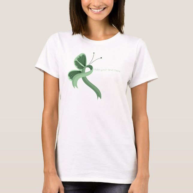 Camiseta Camisa-T da borboleta de consciência verde-clara (Frente)