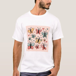 Camiseta Camisa-T da borboleta do Pastel Whimsical