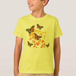 Camiseta Camisa-T da Borboleta Laranja-Refrigerante