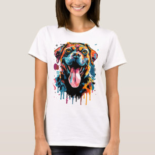 Camiseta Camisa-T da Cabeça Rottweiler - Cão Colorido Rottw