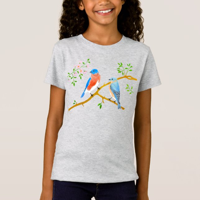 Camiseta Camisa-T da Cinza Bluebird (Frente)
